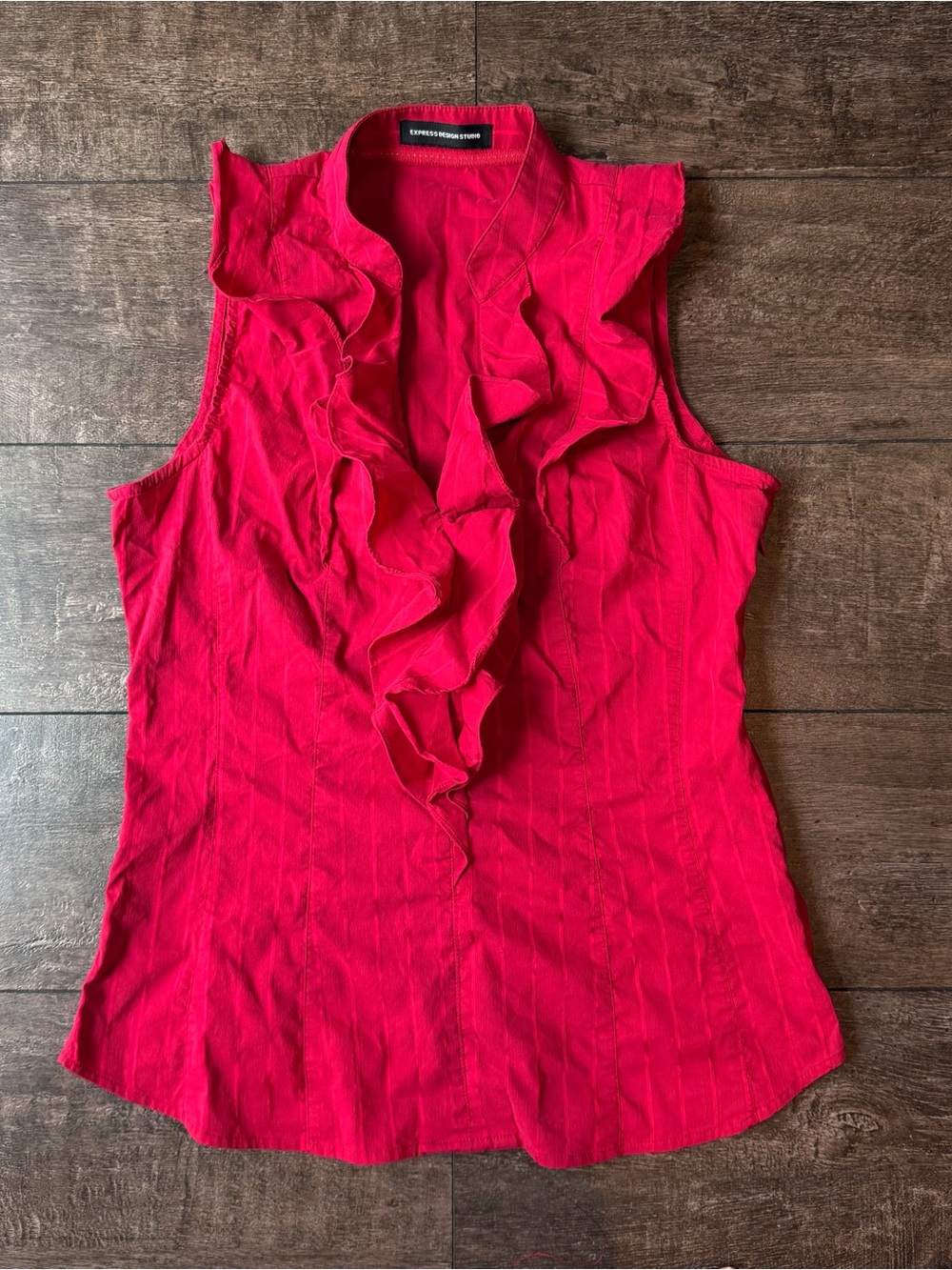 Ruffled Sleeveless Blouse - Barbie Pink